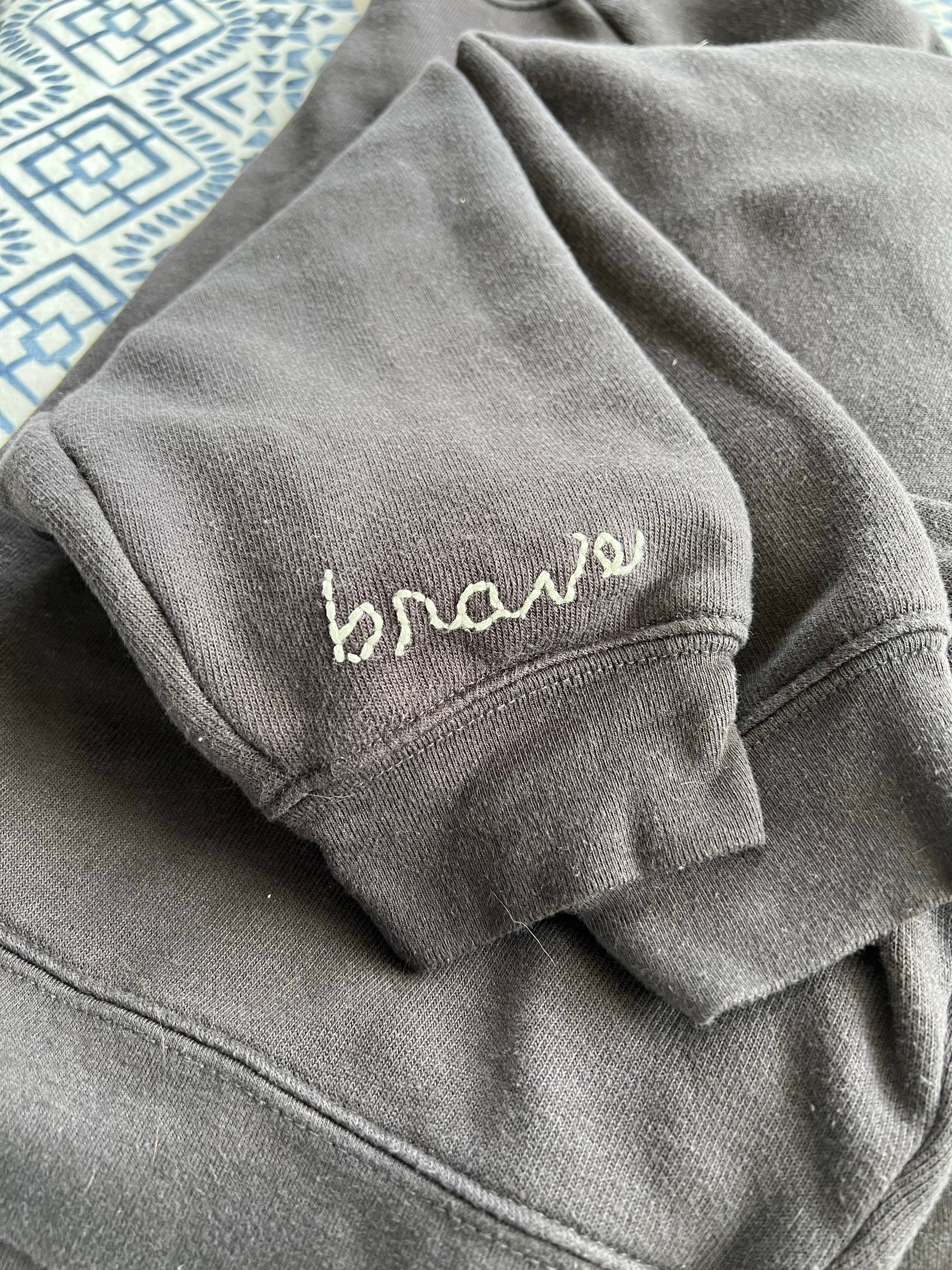 Brave Embroidered Pullover, Dark Grey - Word Warriors