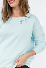Load image into Gallery viewer, Blue Embroidered &quot;Brave&quot; Women&#39;s Sweatshirt - Word Warriors
