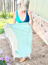 Load image into Gallery viewer, Embroidered Turkish Towel Teal

