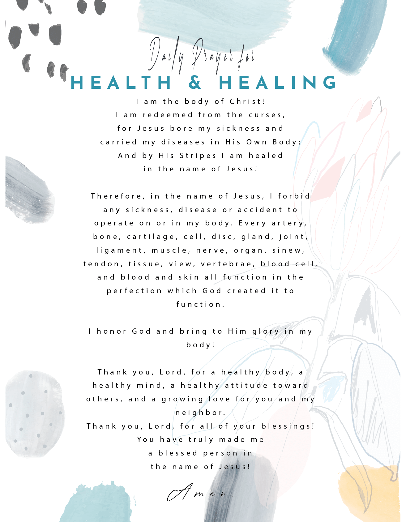 A Daily Prayer for Health & Healing (FREE Printable) - Word Warriors
